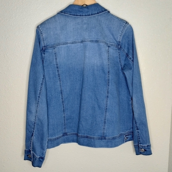 LOGO Lavish by Lori Goldstein Patchwork Denim Jacket size 12 - Picture 5 of 8